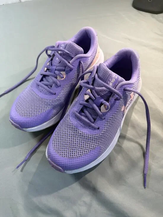 Under Armour Purple and Pink Kids Surge 3 running shoes size 5.5Y