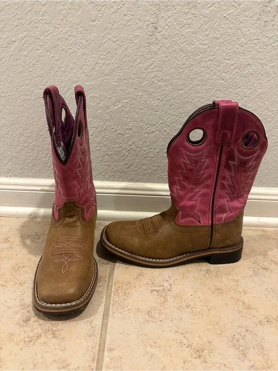 Shyanne Pink and Tan Western Pull-On Cowboy Boots