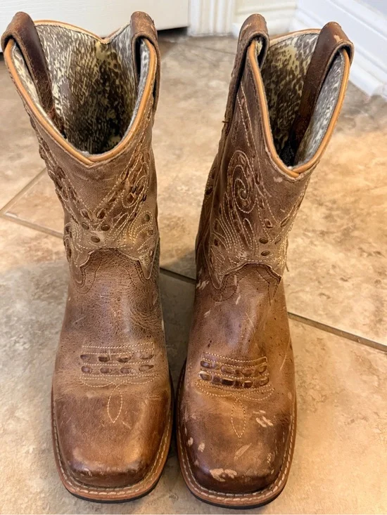 Smoky Mountain Brown Leather Western Boots - Boys Sz 2.5 R, Style 3853C