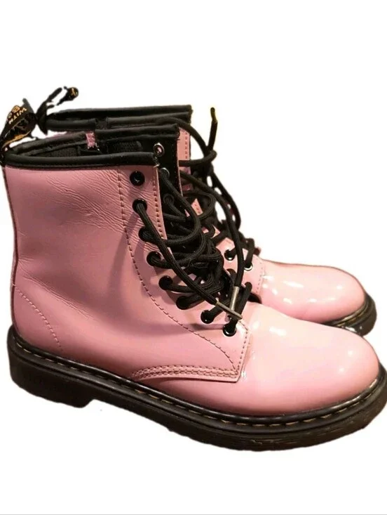 ​Dr. Martens 1460 J Pink Patent Leather Ankle Boots Youth Kids Size 3 US Wmns 5