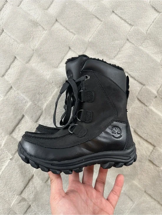 Timberland Chillberg Waterproof Boots Youth 12.5 Black Fur Lined