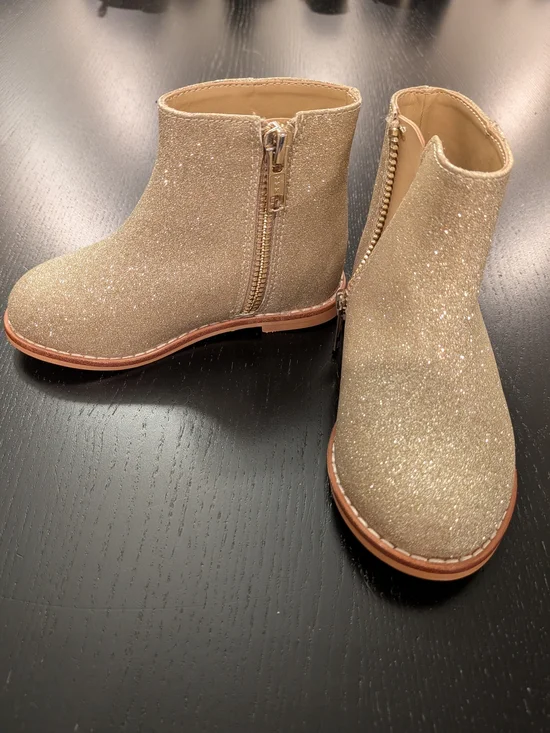 Janie and Jack Glitter Zip Ankle Boots - Gold
