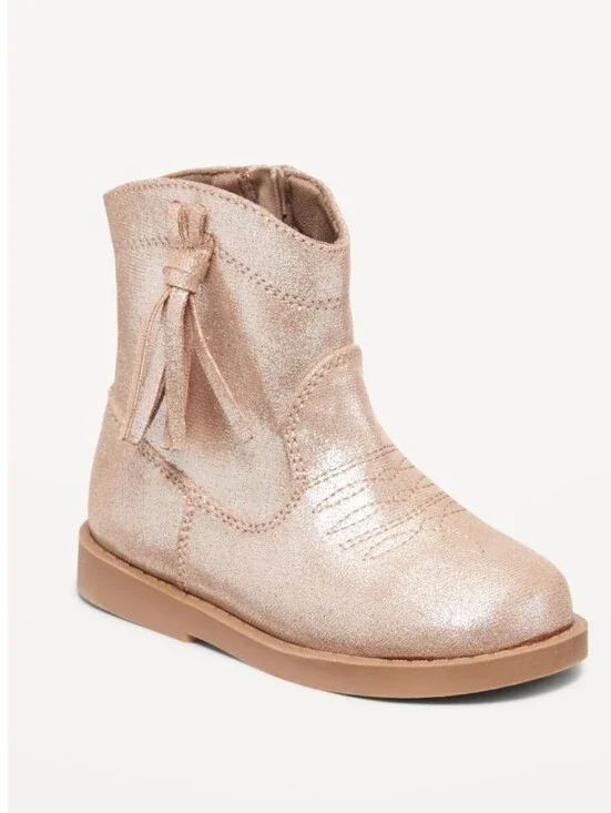 Old Navy Girls' Metallic Rose Tassel Cowboy Boot