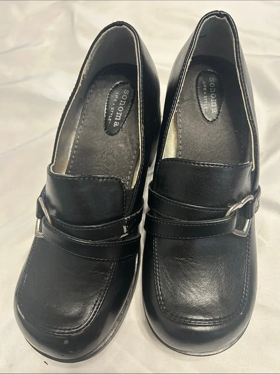Sonoma Black Girls' Slip-On Dress Shoes with Decorative Buckle