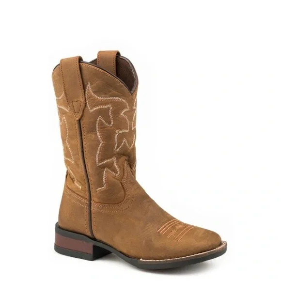 ROPER BOYS' CRAZY HORSE WESTERN BOOTS - SQUARE TOE Kids Tan Cowboy Boots 1