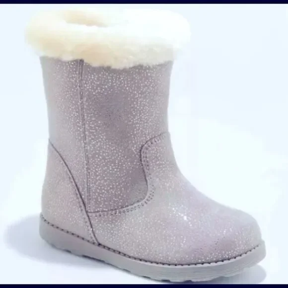 💥Cat & Jack Girl Karley faux fur glitter Boot -5