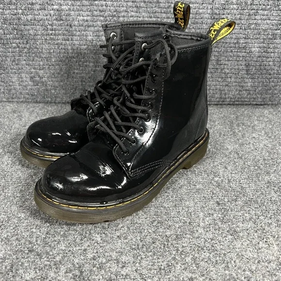 Dr. Martens Boots Shoes Junior 1460‎ Youth Size 2 Black Leather Lace Up Zip Up