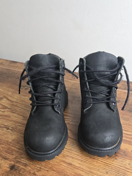 TIMBERLAND Little Kids' 6 Inch Premium Boots Sz 12 Toddler Black Nubuck Leather