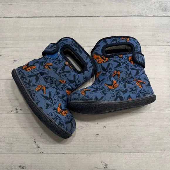 BOGS baby boys blue‎ orange dinosaur boots little kids size 9