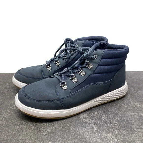 Cat & Jack Damien Boots Boys Size 6 Navy Blue Side Zip Lace Up Shoes F00011213