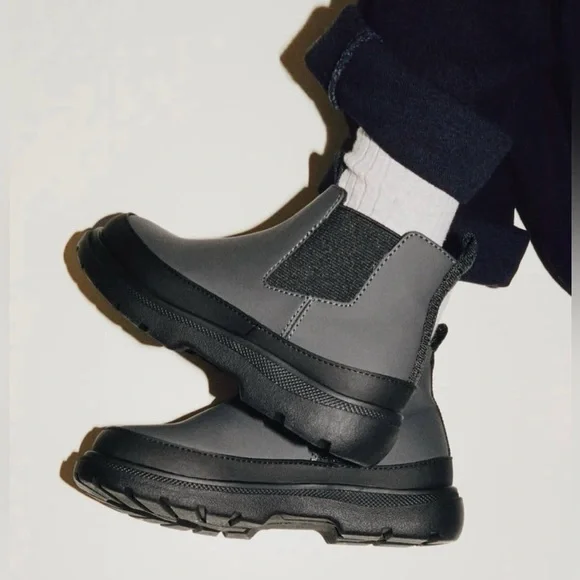 Zara Gray and Black Ankle Toddler Boots EU 24/7.5 US