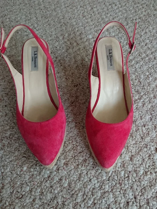 LK Bennett Bethany red Suede Pointed Slingback espadrille size 9
