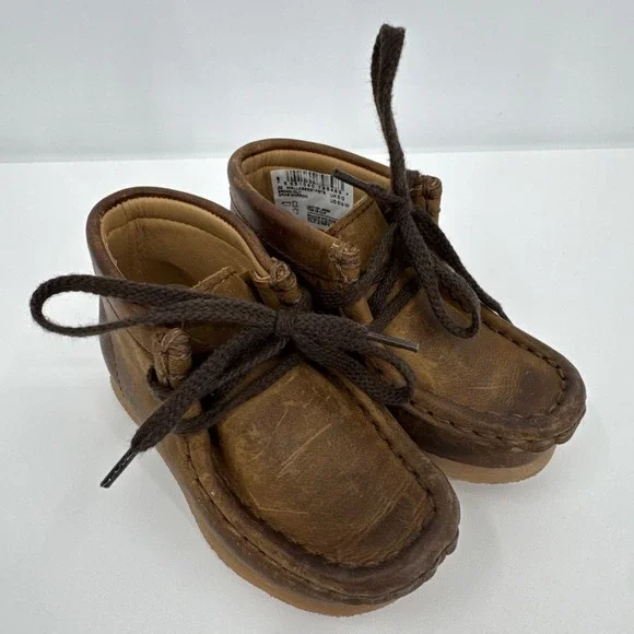 Clarks Originals Wallabee Boot Beeswax‎ Kids Sz 5.5w Brown Leather