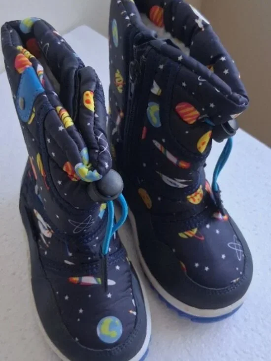 Merence Boys Winter Snow Boots Warm Mid Calf Outdoor Ski Boots- Toddler Size 9.5