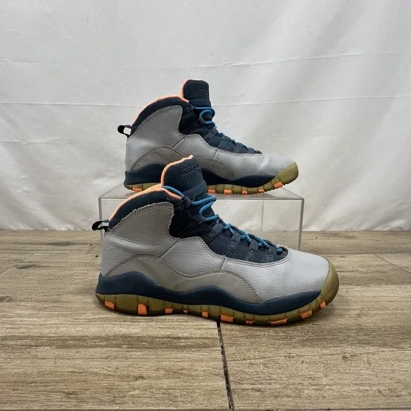 AIR JORDAN 10 RETRO Youth Size‎ 7 BOBCATS KD 310806-026 WOLF GREY ORANGE BLUE