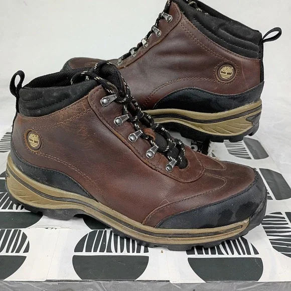 Timberland‎ Kids Brown Leather Hiking Boots Mid Top Lace Up 22913 Size 4.5Y