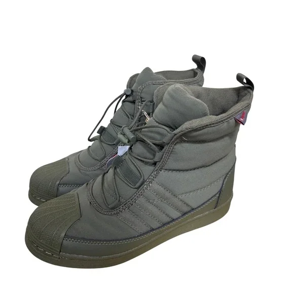 Adidas Kids 5.5 Superstar Boot J Olive Strata Green PrimaLoft Insulated IG2561
