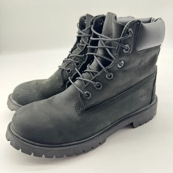 Timberland Black Leather Boot Junior 6.5M Waterproof Insulated Gorpcore Workwear