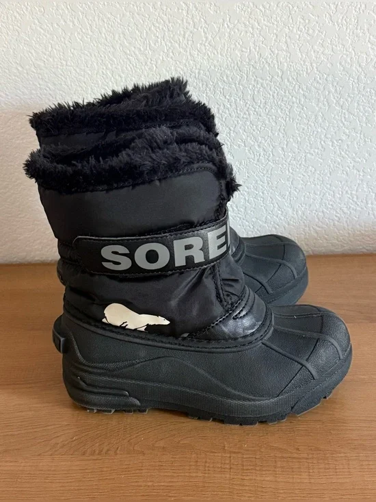 Sorel Commander Black Charcoal Snow Boots Kids 13 Unisex