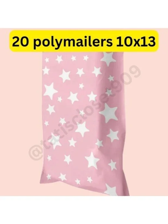 20 Pink White Star Poly