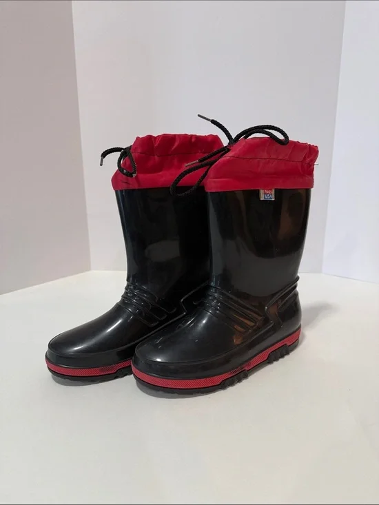 Kids USA Red and Black Rain Boots