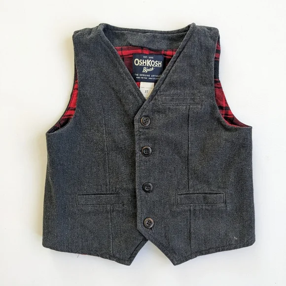 Oshkosh B'Gosh Gray Vest with Plaid Lining