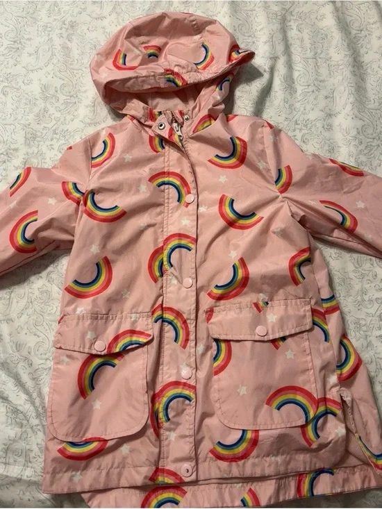 OshKosh B'gosh Pink Rainbow Hooded Rain Jacket