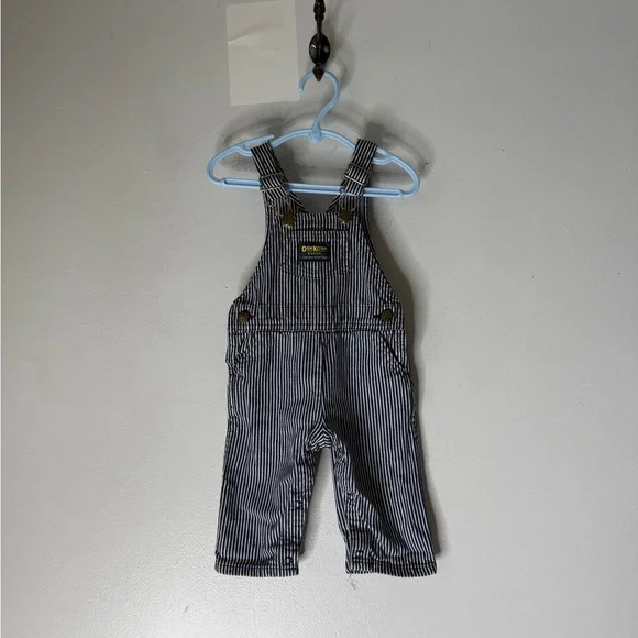 Vtg Baby‎ B'Gosh OshKosh Railroad Stripe Demin Vestbak Overalls Size 18 Months