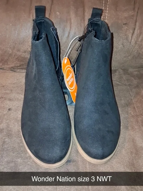 Wonder Nation Black Chelsea Boot with Tan Sole