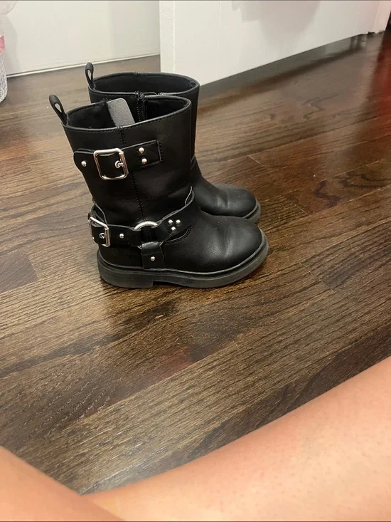 H&M Black Kids Leather-Look Buckle Boots