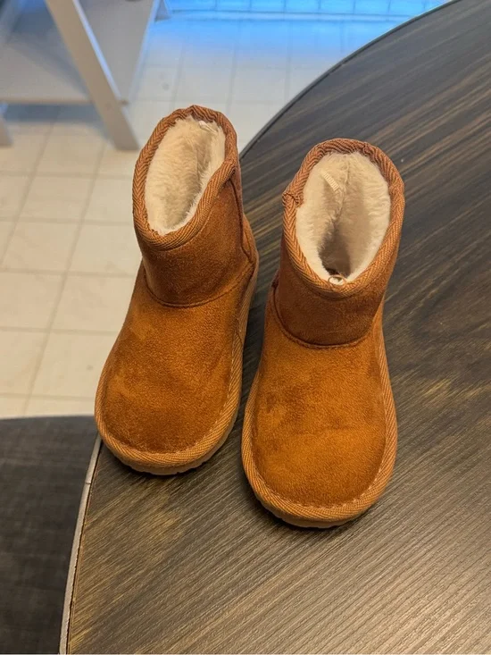 Cozy Toddler Faux Suede Winter Boots - Chestnut Brown