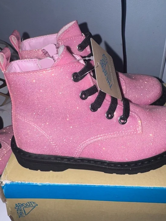 Sparkle Pink Kids Lace-Up Glitter Boots