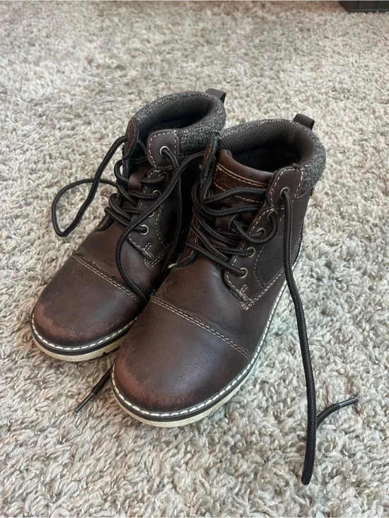 Eddie Bauer Dark Brown Lace-Up Kids Ankle Boots