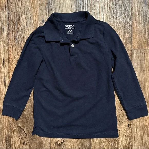 OshKosh‎ B’gosh Boys Navy Long Sleeve School Uniform Polo Size 5