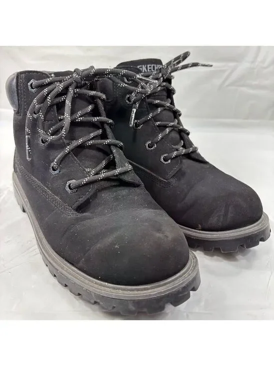 Sketchers Boys Mecca Bunkhouse Black Synthetic Ankle Work Boots