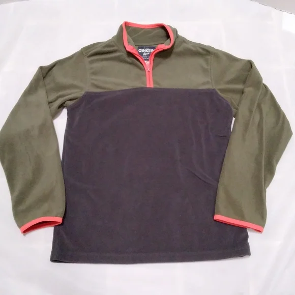 Oshkosh Fleece Pullover Boys 12 Gray Geen Orange