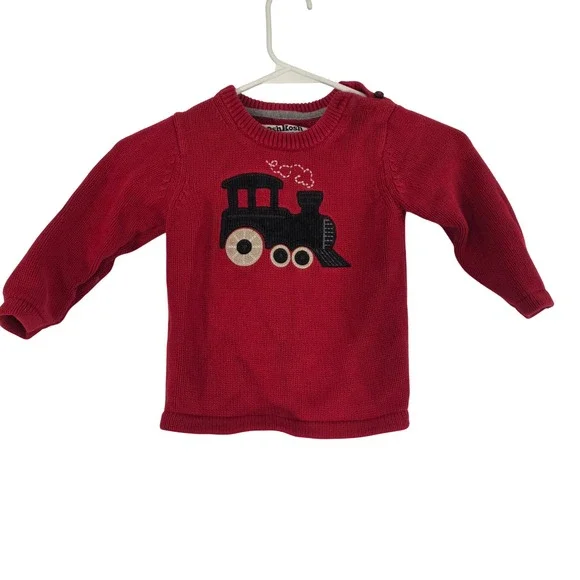 vintage‎ OshKosh B'gosh Toddler Boys Red Train Sweater 24 Months Cotton