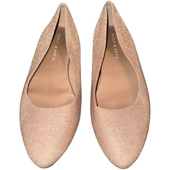 🌸Kelly & Katie S𝐡𝐢𝐦𝐦𝐞𝐫 Beige Flats