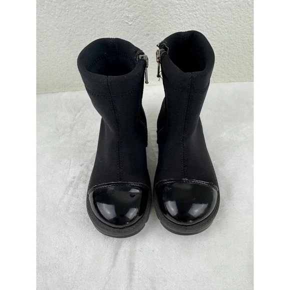 Primigi Black Patent‎ Cap Toe Side Zip Neoprene Boots Kids Size 24 8