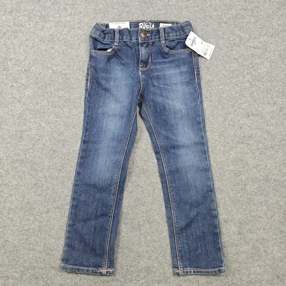 OshKosh B'gosh Jeans Girls 4T Blue Skinny Adjustable Waist Stretch Denim New