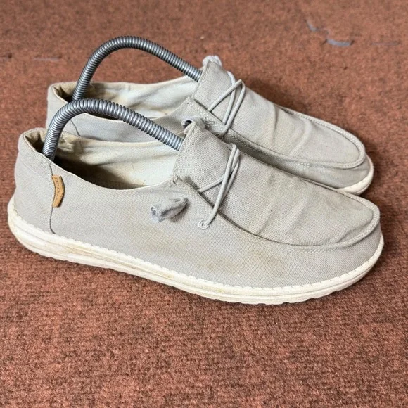 Hey Dude Wendy Chambray Light Grey Slip On‎ Loafers Womens Size 10 121413058 C+