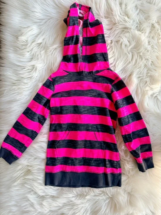 OshKosh B'gosh Hooded Stripe Pullover Pink & Black Size 3T