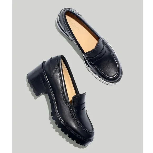 Madewell Leander Chunky Lug Sole Loafers Black Size 7.5