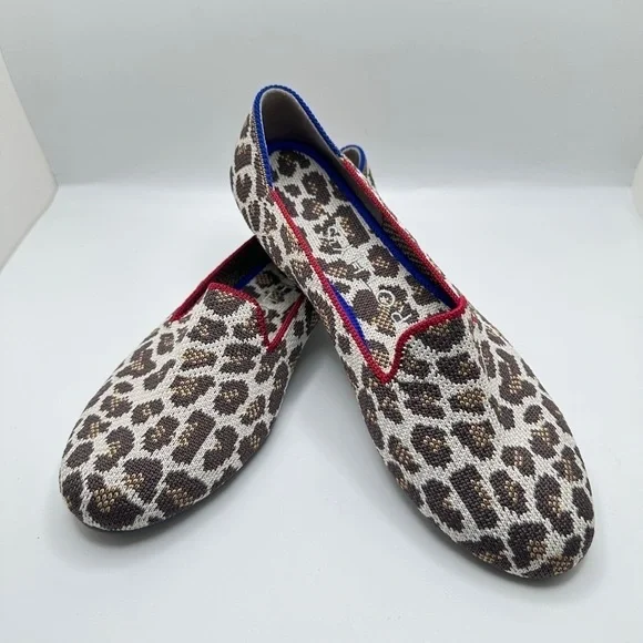 NEW Rothy’s Loafer Flats Mocha Spot Big Cat Animal Print Comfort Shoes Sz 5