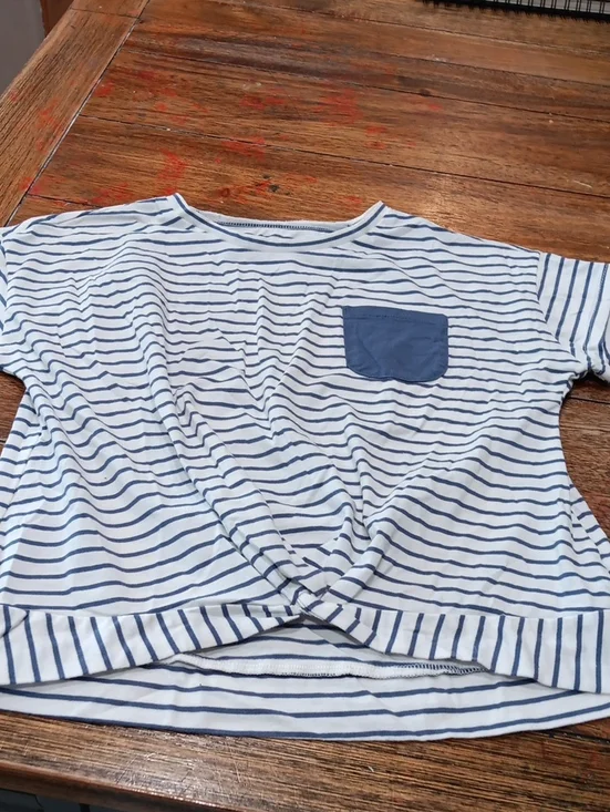 Oshkosh Girls  Shirt  Blue And White Stripe.