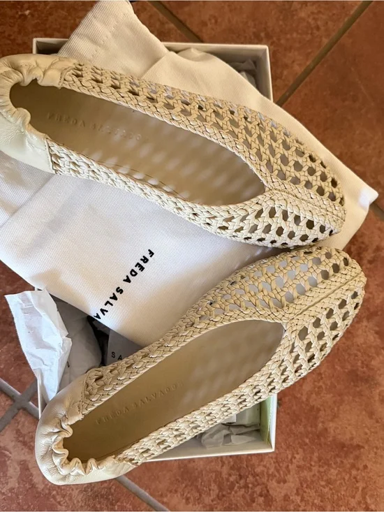 Freda Salvador Woven Ballet Flats in Natural Beige