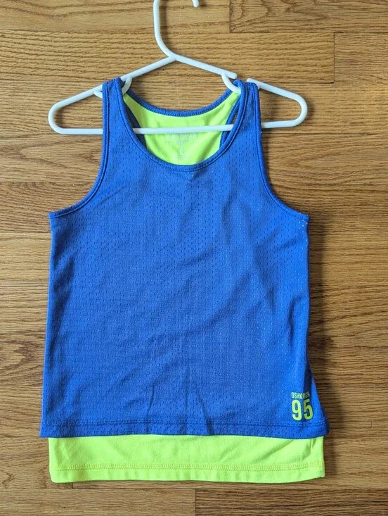 OshKosh Blue & Neon Yellow Double-Layer Tank, Girls 6