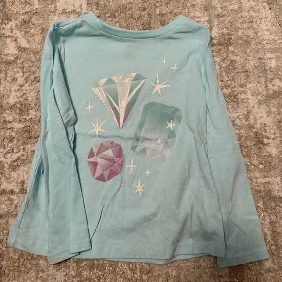 OshKosh B'gosh Light Blue Long Sleeve Gem Graphic Top size 6/7