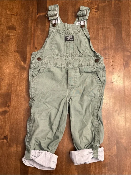 Oshkosh B’gosh Overalls 3T Toddler Boy Green Airplanes School Play Active