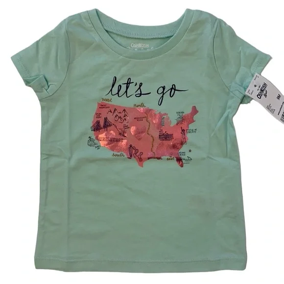 OshKosh Baby Girls Green Graphic Short Sleeve Tee-Shirt